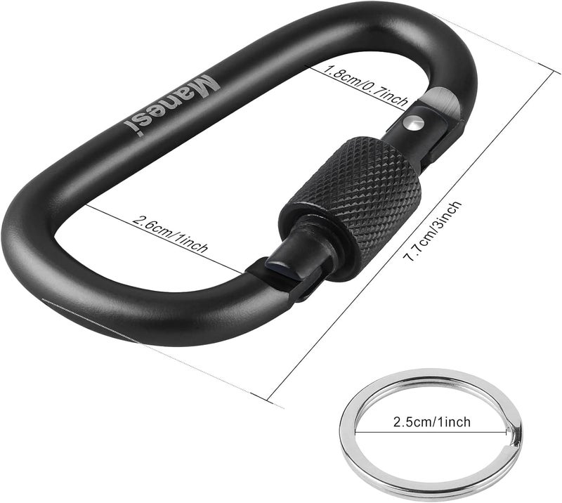 Manesi 10 Pack Aluminum D Ring Key Rings Clips Locking Carabiner for Camping Fishing and Outdoor Use，Clips with Screw Gate Multicolored - Image 2